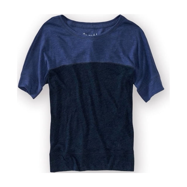 Camiseta gráfica Aeropostale para mujer raya ligera SS azul talla mediana