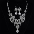 thumbnail image 3 of Lady Rhinestone Butterfly Teardrop Dangle Bib Necklace Stud Earrings Jewelry Set, 3 of 5