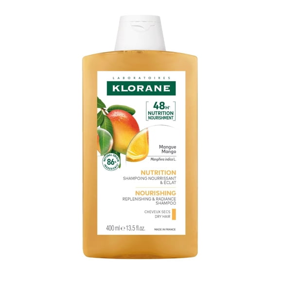 Champú Klorane con mantequilla de mango – cabello seco, 400 ml