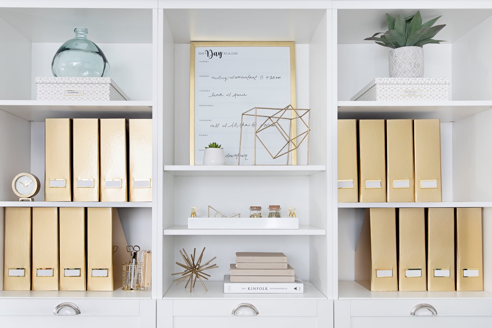 Blu Monaco Foldable Magazine File Holder with Gold Label Holder Set