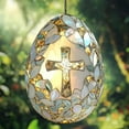 thumbnail image 5 of Ympkerial Stained Glass Easter Egg Cross Suncatcher Ornament, Hanging Window Light Catcher for Garden and Indoor Holiday Decor, Decorative Christian Cross with Glass Egg Design, 1 Piece, 5 of 5