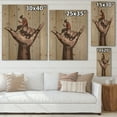thumbnail image 4 of Designart 'Man Using Mobile Phone With Call Me Sign' Modern Print on Natural Pine Wood, 4 of 5