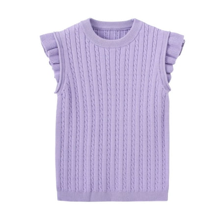 

Girls Sweater Toddler Ruffles Vest Sleeveless Warm Pullover Wear Tops Toddler Outfit Knit Sweaters 3-4 Years