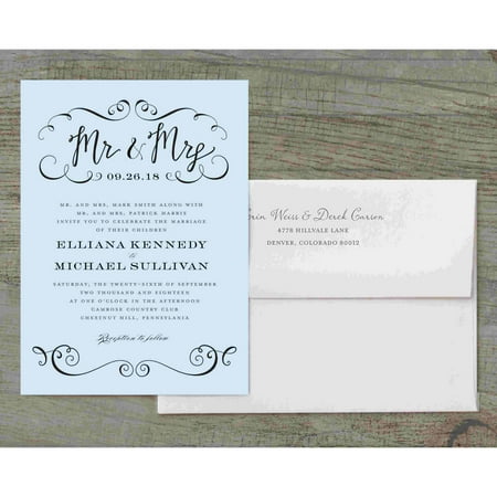 Calligraphy Mr and Mrs Deluxe Wedding Invitation