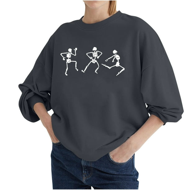 Blusa de manga larga suelta con estampado de moda para mujer, blusas informales con cuello redondo, sudaderas con capucha Fridja bvmnju1280