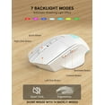 thumbnail image 3 of Wireless Keyboard and Mouse Combo - Ergonomic Wave Rechargeable Keyboard with Soft Leather Wrist Rest, RGB Backlit -White, 3 of 9
