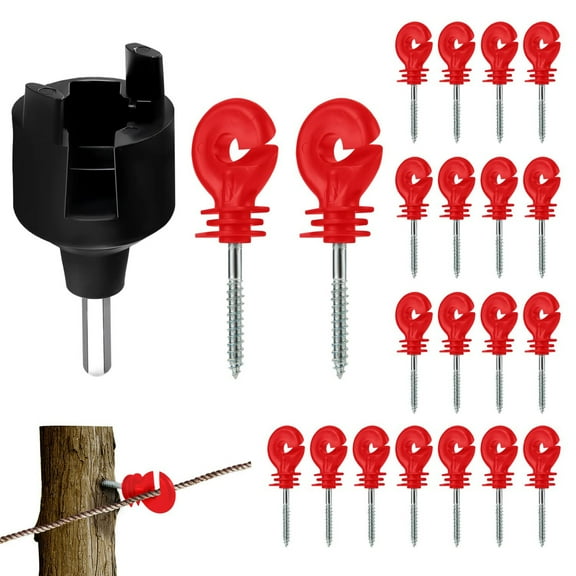 Mdesiwst 1 Set Electric Fence Insulator Screws Fence Ring Post Self-Tapping Insulator Labor-Saving Wood Post Insulator Grid System Accessories