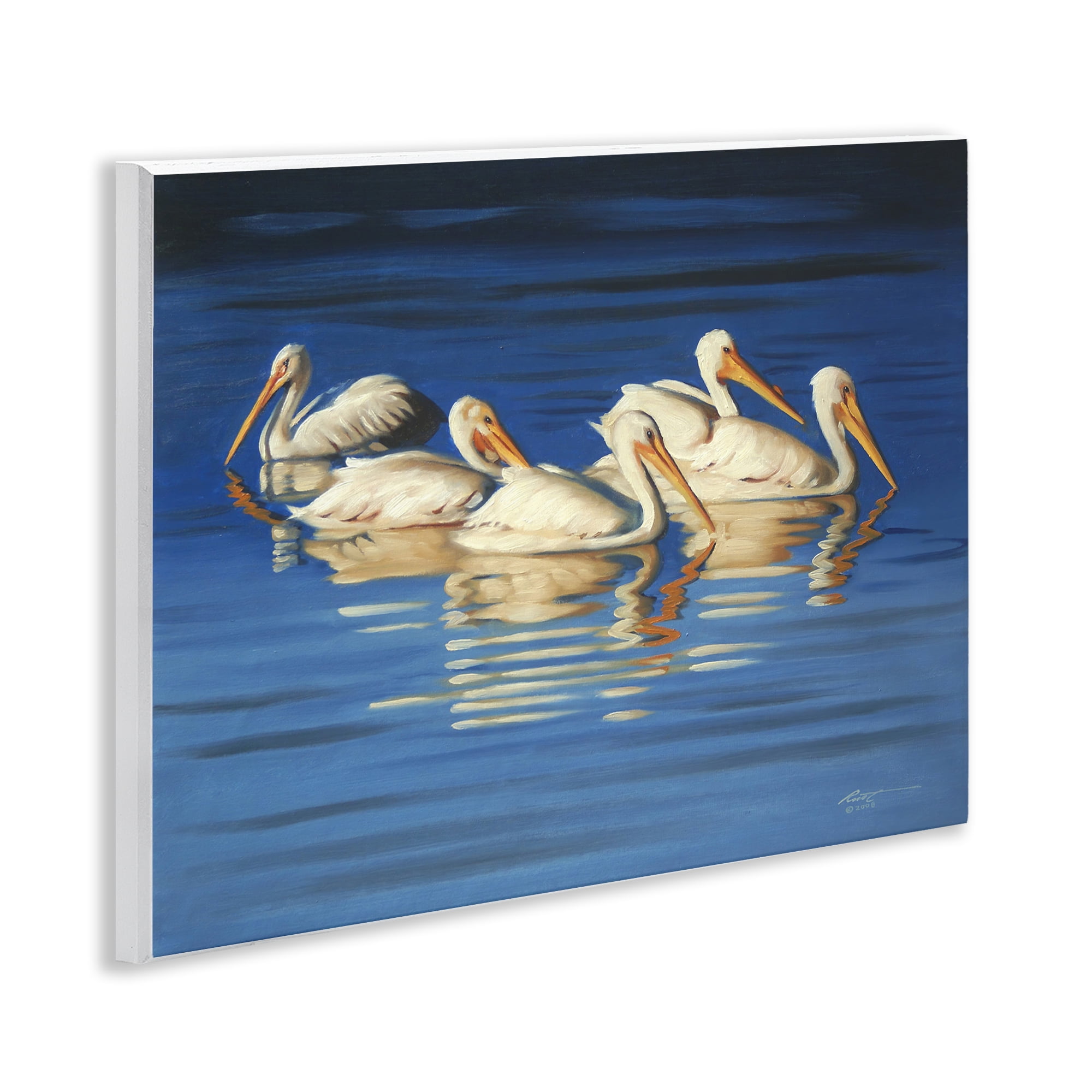 Stupell Industries Pelican Flock Lake Ripples Animals & Insects Painting Unframed Art Print Wall Art, 14 x 11