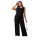 thumbnail image 4 of Conjunto de ropa de verano WIHOLL de dos piezas para mujer, color negro XL, 4 of 5