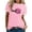 Pink, variant on Short Sleeve T Shirts For Women Smiling Face Print Fashion Tee Blouse Casual Tunic Tops