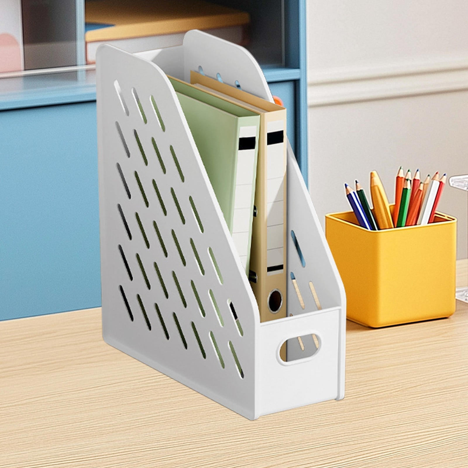 TIMIFIS Plastics Bookshelf, Creatives Bookshelf Desktop Uprights Book Desk Storage Rack Office Desk Storage Box Minimalists Book Stand Document Sorting Rack Desk Organizer