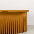 thumbnail image 2 of Efavormart Gold Wavy Spandex Fitted Round 1-Piece Tablecloth Table Skirt, Stretchy Table Cover with Ruffles - 6ft, 2 of 6