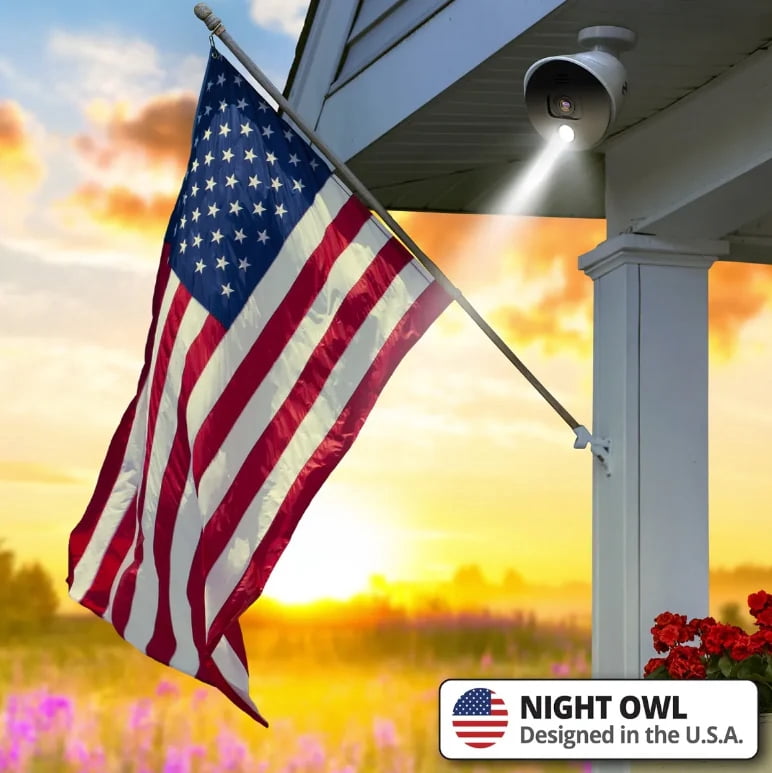 Night Owl CAM‑2PK‑DP8LSA – 4K UHD Wired Spotlight Bullet Cameras Audio Enabled / Night Vision, 2 Pack