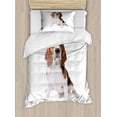 thumbnail image 1 of Beagle Duvet Cover Set Twin Size, Beagle Dog Posing Loving Puppy Furry Friend Companion Domestic Animal, Decorative 2 Piece Bedding Set with 1 Pillow Sham, Cinnamon Black White, by Ambesonne, 1 of 3