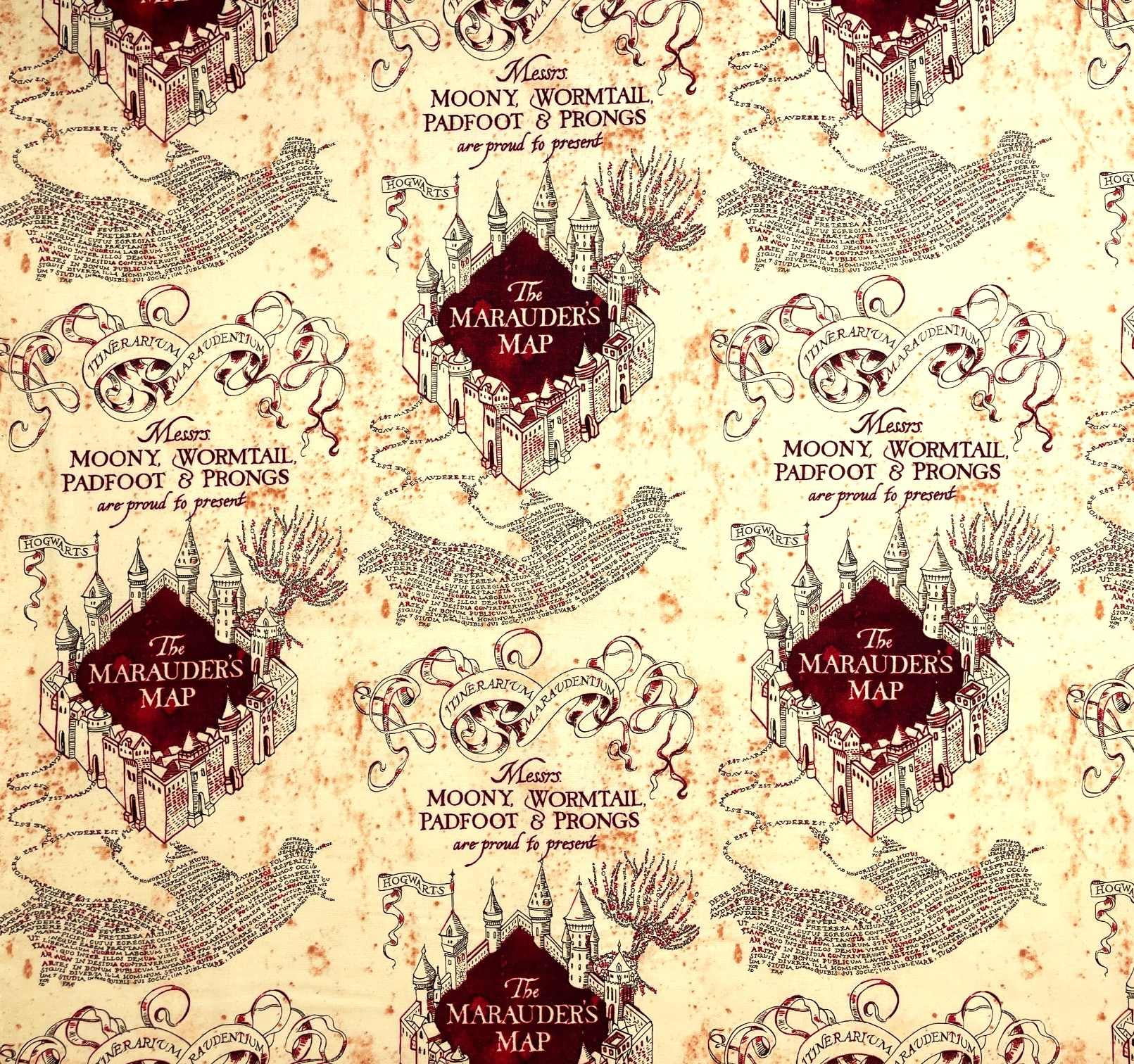1 Yard - Harry Potter Marauder's Map "Up to No Good" Cotton Fabric (Great for Quilting, Sewing, Craft Projects, Throw Pillows & More) 1 Yard X 44" Wide