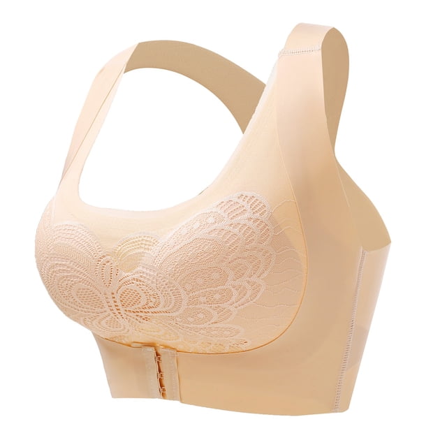 Gibobby Seamless Beauty Back Ropa interior Sin anillo de Sujetador deportivo Sexy Push Up Ropa interior cómoda Brasier mujer(Beige,XXL)