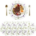thumbnail image 3 of GZHJMY Violet Flowers Round Placemats for Dining Table Set of 6 Washable Table PVC Placemats Table Decoration Heat Insulation（8）, 3 of 7