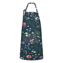 Pioneer Flower Floral Print Pattern Apron-Garden Aprons for Women with Pockets-Cotton Linen Waterproof Kitchen Cooking Gardening Aprons Adjustable for Kitchen,Cooking,BBQ and Salon 33x27 Inch