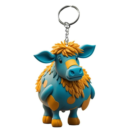 KCEHTA Christmas Cow Ornaments, Cow Ornaments for Christmas Tree, Personalized Cow Themed Christmas Tree Ornaments Cute Highland Cow Keychain Car Backpack Pendant