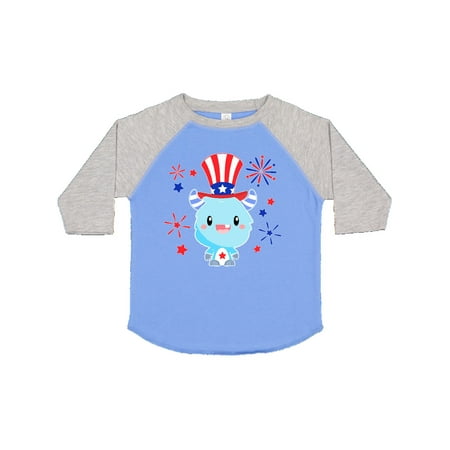 

Inktastic 4th of July Cute Monster with Blue and Red Fireworks Gift Toddler Boy or Toddler Girl T-Shirt