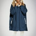thumbnail image 2 of WREESH Fashion Winter Jacket Womens Solid Color Warm Hooded Plus Size Home Casual Jacket Long Sleeved Hooded Casual Jacket Navy, 2 of 5