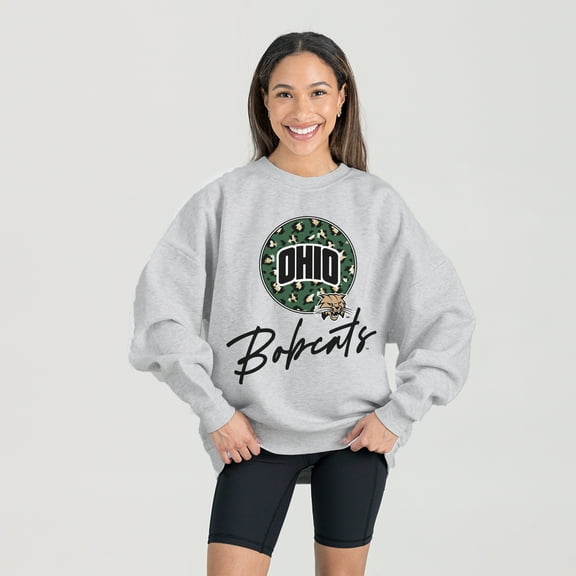 Women's Gameday Couture Ash Ohio Bobcats Premium Fleece Pullover Sweatshirt