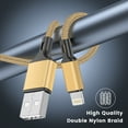 thumbnail image 2 of CshidWorld 3-pack Lightning charging cables, 6/6/10 ft, high-speed/data sync charging cables, compatible with 14/13/12/11 Pro Max/XS/XR/8/7/SE/iPad, suitable for home/office/travel, gold., 2 of 7