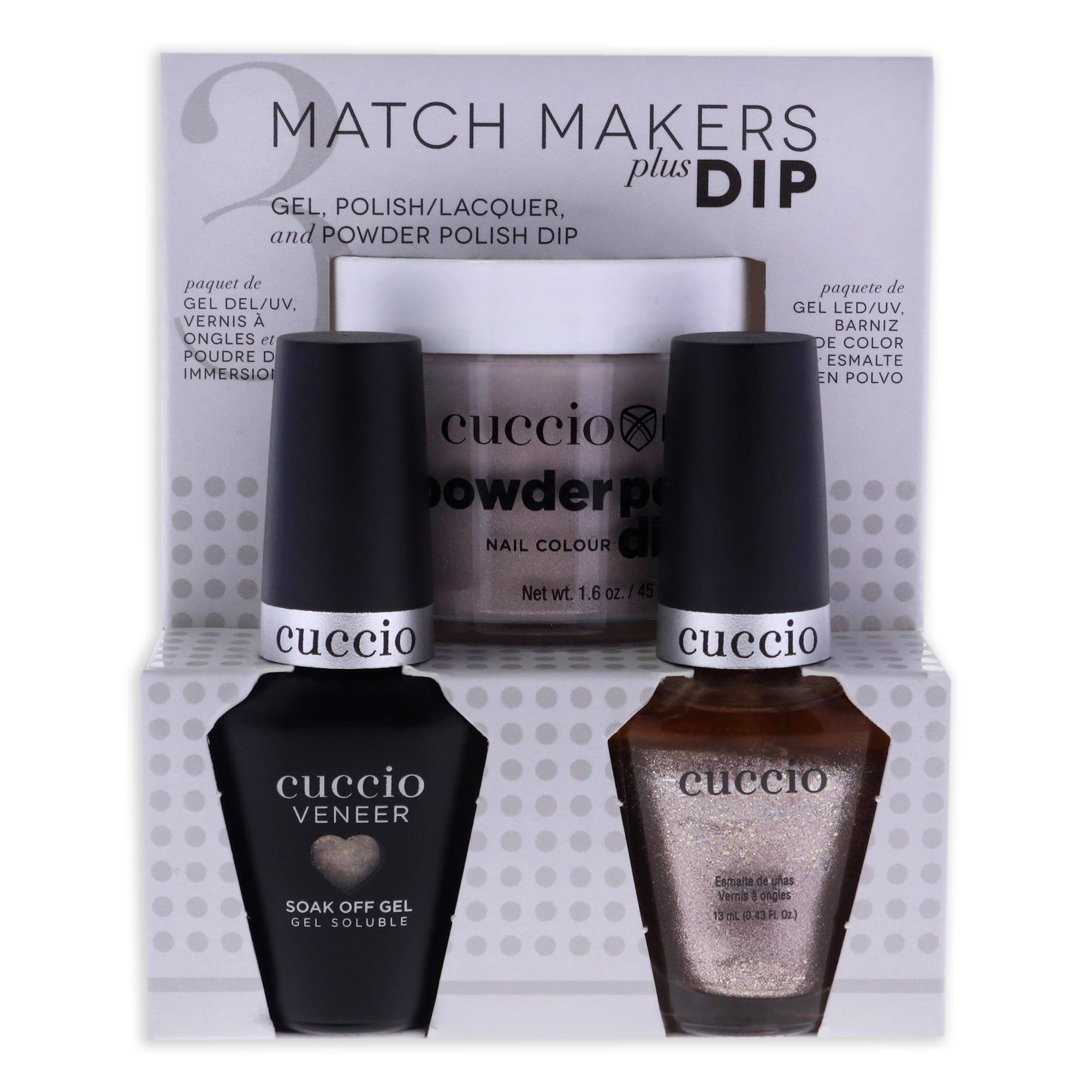 Match Makers Plus Dip - Dreamville by Cuccio Colour for Women - 3 Pc 1.6oz Pro Powder Polish Dip System, 0.44oz Veneer Soak Off Gel, 0.43oz Colour Nail Polish