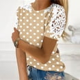 thumbnail image 2 of Casual Women's Striped Short Sleeve T-Shirt with Lace Trim, Round Neck Fashion Top, 2 of 7