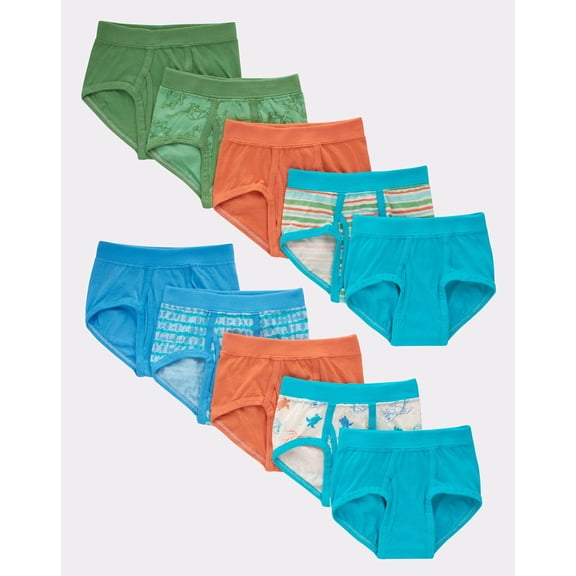 Hanes Pure Comfort Toddler Boys' Brief Underwear, 10-Pack Assorted 2/3