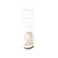 thumbnail image 6 of BLISSFUL STEP Style Women's Lace Up Clear Strap Flip Flops Wedge Sandals White 7, 6 of 8