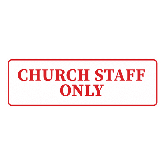Standard Church Staff Only Sign (Red) - Large