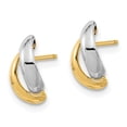thumbnail image 3 of FJC Finejewelers 14 kt Yellow Gold J-Hoop White Rhodium Fancy Teardrop Post Earrings 11 mm x 5 mm, 3 of 5