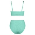 thumbnail image 6 of HNMKIU Plus Size Swimsuit for Women Two Piece U Neck High Waist Bikini Tankini Set with Textured Adjustable Strap for Pool Beach Women's Swimwear Mint Green，XL, 6 of 6