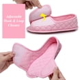 thumbnail image 3 of Open Toe Plaid Slippers for Women Memory Foam Adjustable Hook & Loop Closure Wide House Shoes, Pink 7, 3 of 6