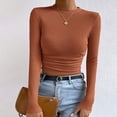 thumbnail image 2 of Women's T Shirts Long Sleeve Crew Neck Slim Fit Basic Tees Soft Fall Cute Womens Tops Size L, 2 of 7