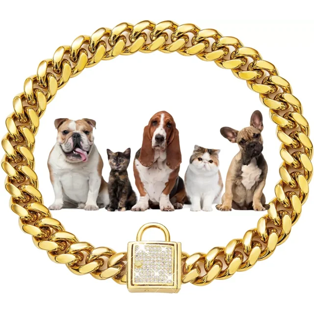 Collar De Cadena Para Perro, Collar De Metal Para Caminar Co