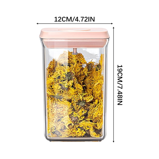Plastic Storage Jars With Airtight Lids 4-Sided Locking Lid Rectangular Dry Food Container For Nuts Candy Barley Rice Pasta Cereal Coffee