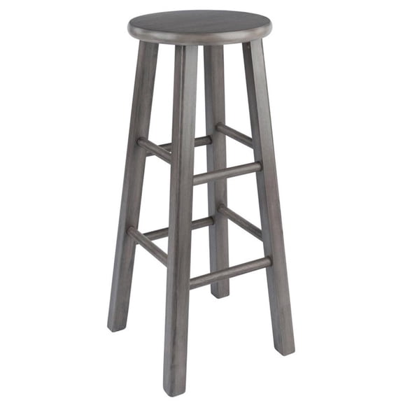Pemberley Row Solid Wood Rustic Gray Bar Stool Square 29" Assembled