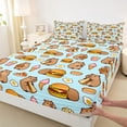 thumbnail image 3 of Homewish Kawaii Capibara Teens Full Size Sheets, Cute Hamburger Fast Food Bed Sheets, Blue Cartoon Animal Sheet Sets, Ultra Soft Bedroom Decor, 4-Piece, 3 of 7
