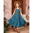 thumbnail image 3 of Arshiner Girl's Sundresses Summer Boho Strap Tiered Cami Maxi Dresses with Pockets, 3 of 5