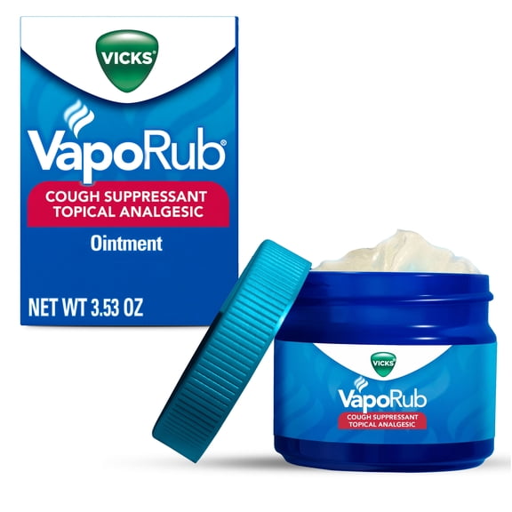 Vicks Vapo Rub Topical Chest Rub and Analgesic Ointment, Cough Medicine for Cough Relief, 3.53 Oz