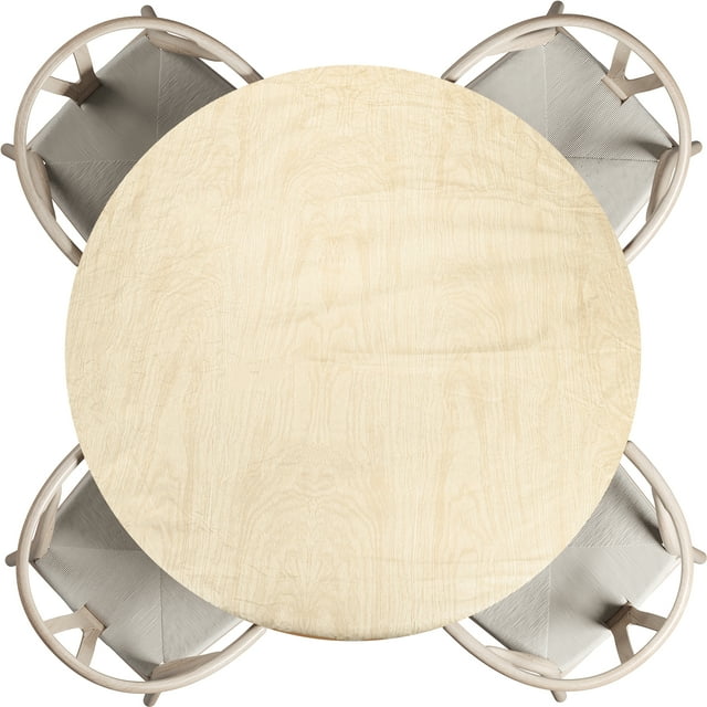 Picnic Table Cloth, 61" Round Vinyl Fitted Tablecloths Waterproof Flannel Backed Table Covers for Dining Camping Outdoor, Wood Color