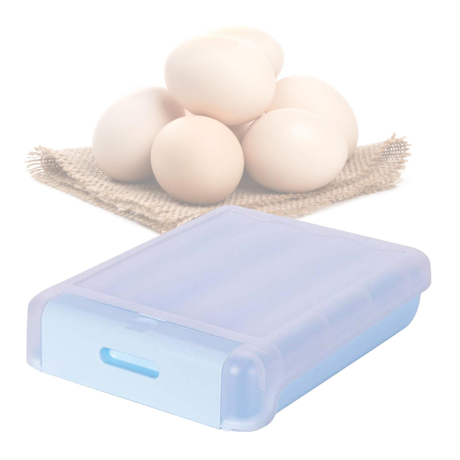 Egg Holder Clear Easy Retrieval Large Capacity Automatic Rolling Stackable Egg Container with Lid Portable for Refrigerator Kitchen Picnic Blue