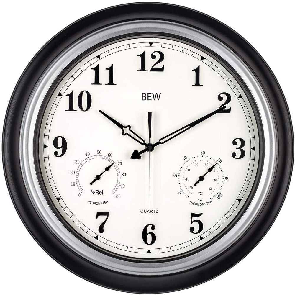 Large Outdoor Clock, 18 Inch Waterproof Silent Wall Clock with