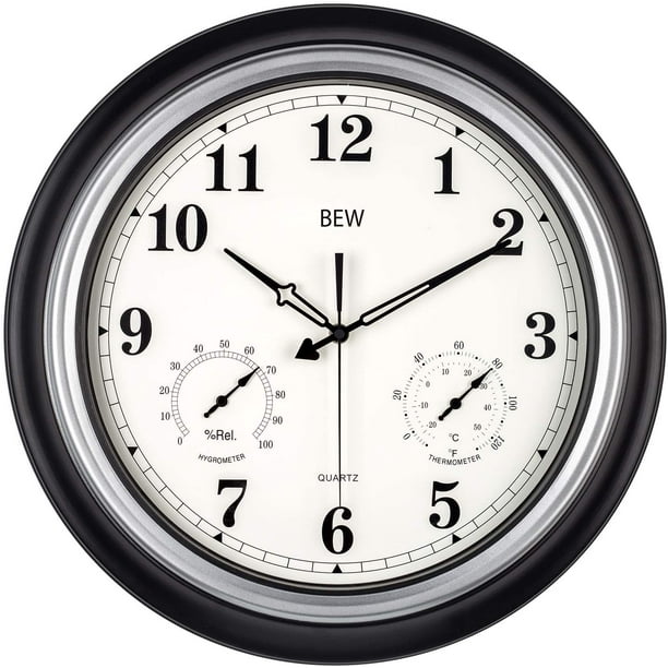Large Outdoor Clock, 18 Inch Waterproof Silent Wall Clock with