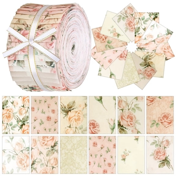40Pcs Jelly Roll Fabric Strips for Quilting and Sewing, 8" x 10" Precut Cotton Fabric Patchwork for DIY Crafting Handmade Accessories, Spring Rose Series