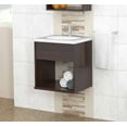 thumbnail image 2 of Inval Wall Mount Single Sink Bathroom Vanity with Storage 19"W x 15"L, Espresso, 2 of 9