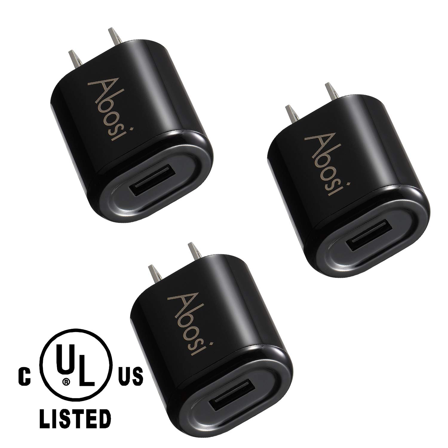 Wall Charger Abosi 3 Pack 5V 1A UL Certified Universal Power Adapter