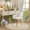 thumbnail image 2 of VECELO Set of 2 Modern Velvet Dining Chair with Thick Cushions, Upholstered Kitchen Chair with Gold Metal Legs, White, 2 of 14